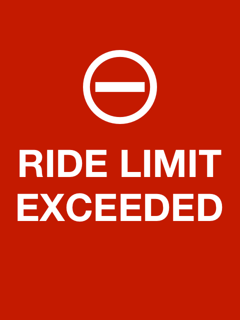 Red ride limit exceeded screen