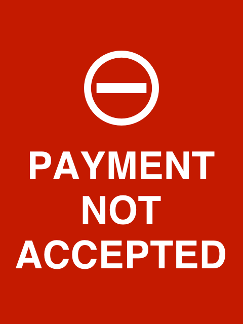 Red payment not accepted screen