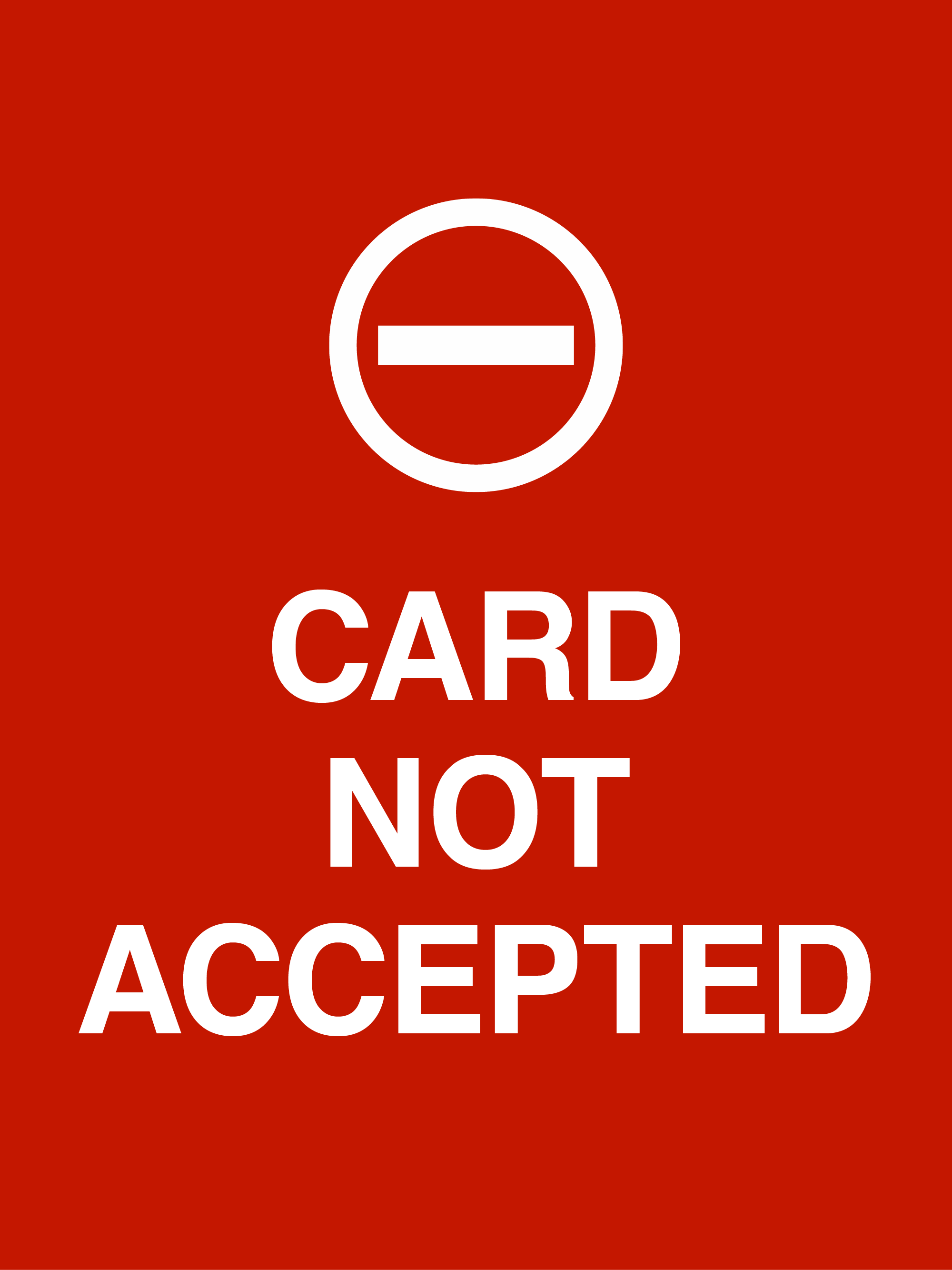 Red payment not accepted screen